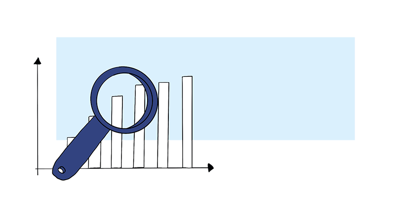 Illustration of a magnifying glass over a diagram